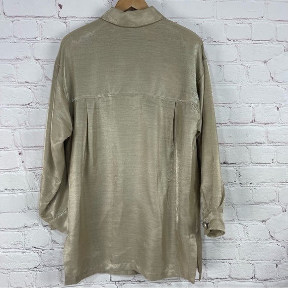 𝅺Ellen Tracy Gray Linen Blend Button Front Relaxed Tunic Size 8 - Picture 3 of 13